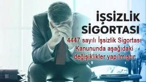 4447 sayılı İşsizlik Sigortası Kanununda aşağıdaki değişiklikler yapılmıştır.