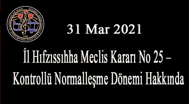 İl Hıfzıssıhha Meclis Kararı No 25 – Kontrollü Normalleşme Dönemi Hakkında